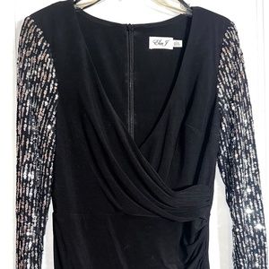 Eliza J Black Sequined Cocktail Dress, Size 6